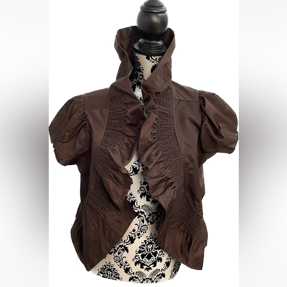 Dark Brown Ruffled Cardigan 2XL
